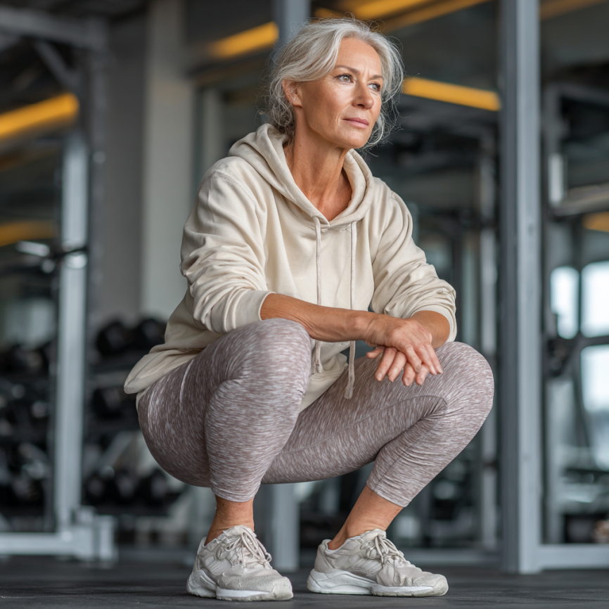 Зріла жінка займається йогою на природі
